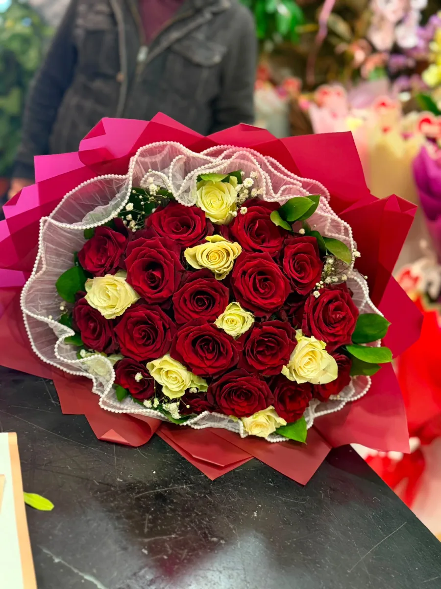 25'li Kırmızı & Sarı Gül Buketi
