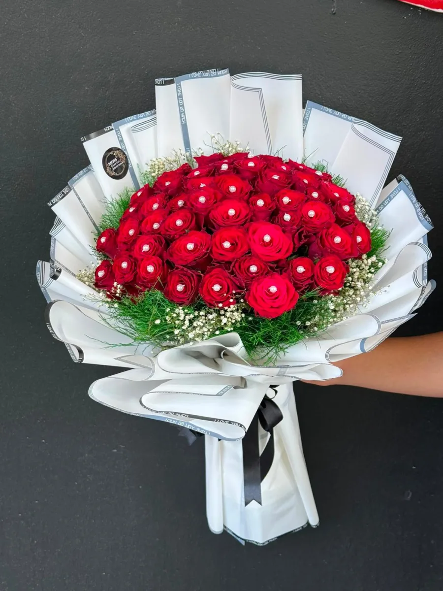 50 Adet Canlı Gül Buketi